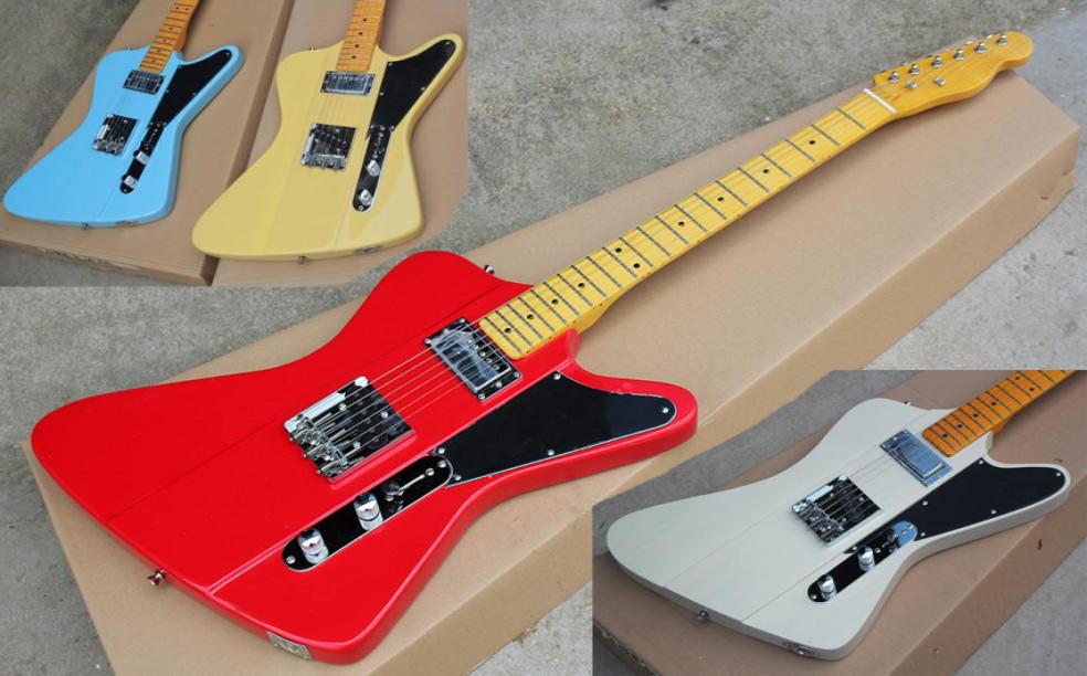 

Factory Custom RedBlueYellowWhite Electric Guitar With Black PickguardYellow Maple FretboardChrome HardwareCan be customized5779355