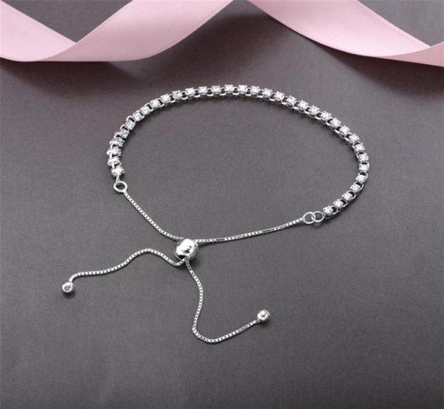 

Original 925 Sterling Silver Adjustable size Crystal Shine Bracelet with box for Pandora Charms Bracelet Women Wedding Jewelry Bra7655686