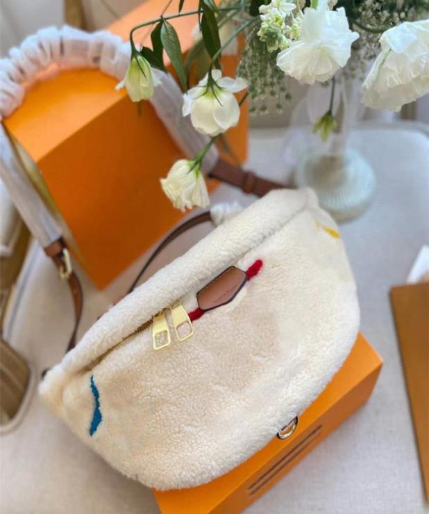 

luxury fanny pack Teddys Bumbag Waist Bags Winter Furry Crossbody Chest Bag designer belt bag Sheep Fur cross body warm soft purse4218473, Red