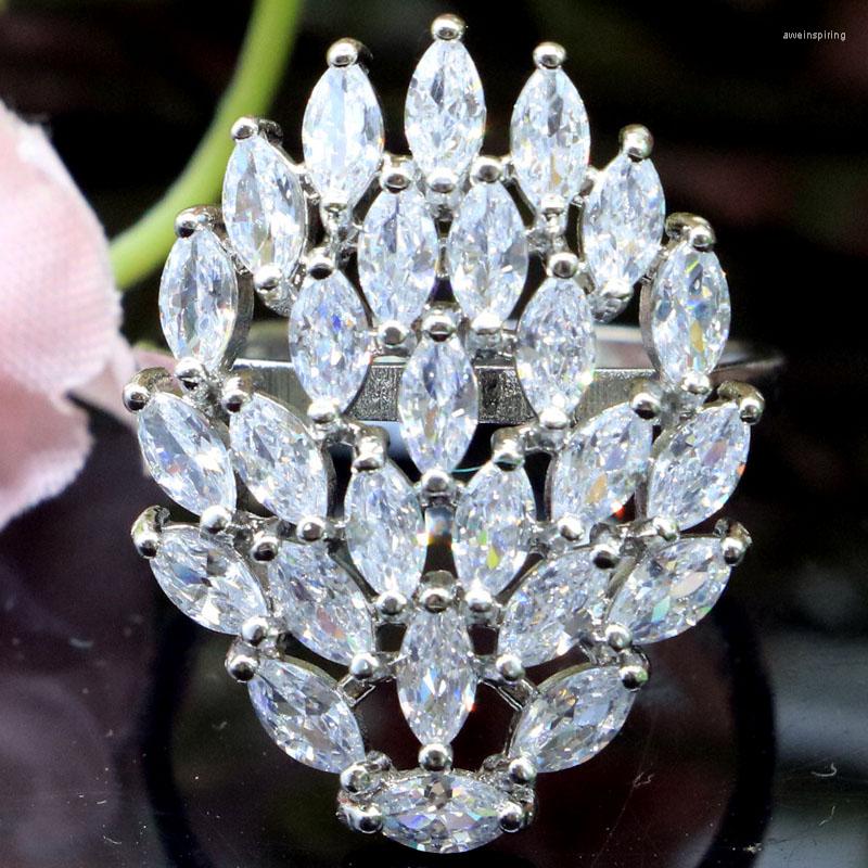 

Cluster Rings 26x20mm Highly Recommend 5.1g White Sapphire Women Wedding Daily Wear Silver Wholesale Drop