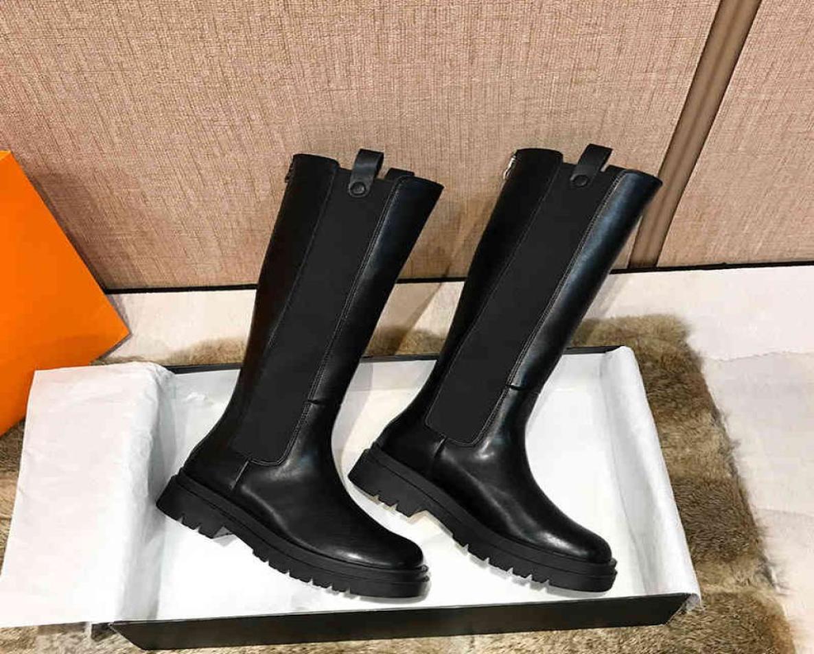 

Boots 720 long boots womens 2021 autumn and winter fashion thick bottom but knee elastic Knight chimney2531198, Black