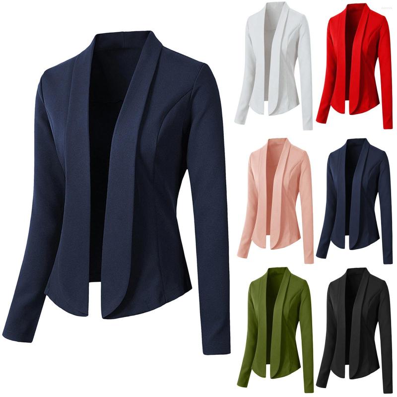 

Women' Suits Blazers Women Fashion Solid Tops Long Sleeve Jacket Ladies Office Wear Cardigan Coat Brand High Quality Woman Clothing, Red