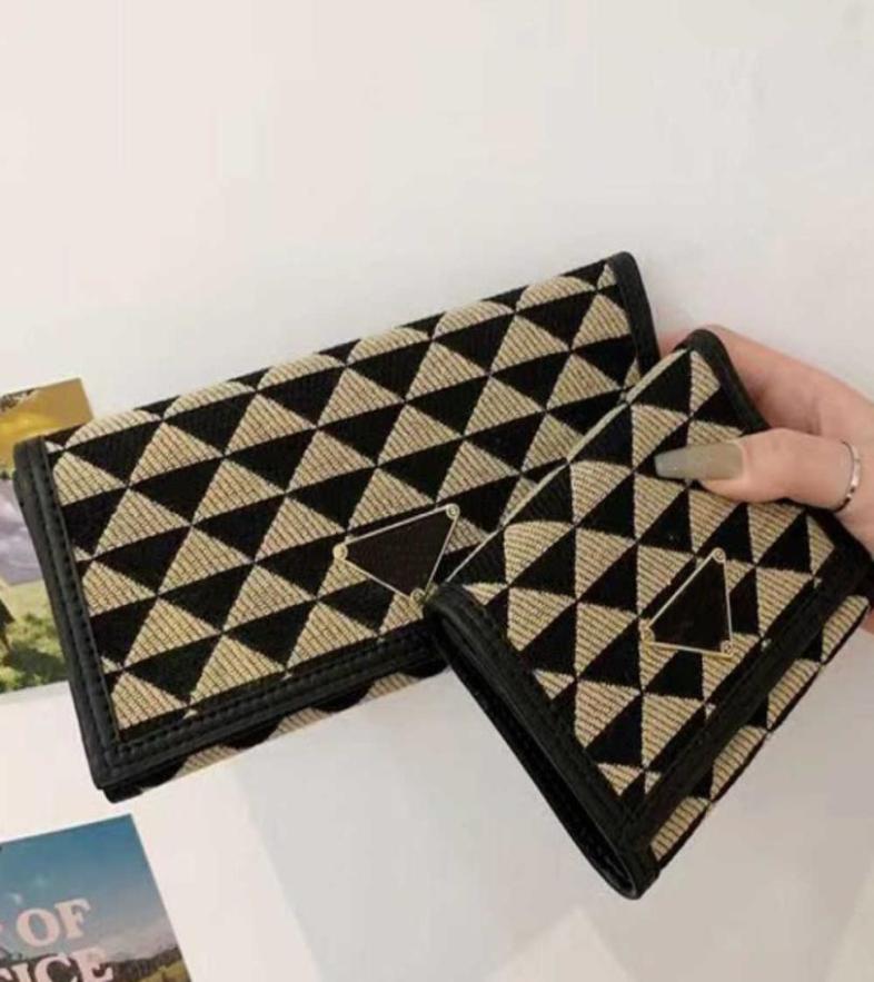 

Fashion Embroidery Triangle P Long Wallet Bifold Trifold Classic Purse Triangle Symbole Jacquard Fabric Designer Handbag Italy wom7710482, Orange