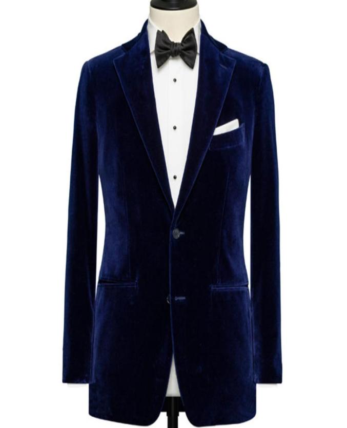 

Royal Blue Velvet Wedding Men Suits for Groom Wear Two Piece Notched Lapel Custom Made Wedding Groom Tuxedos Jacket Black Pants8057417