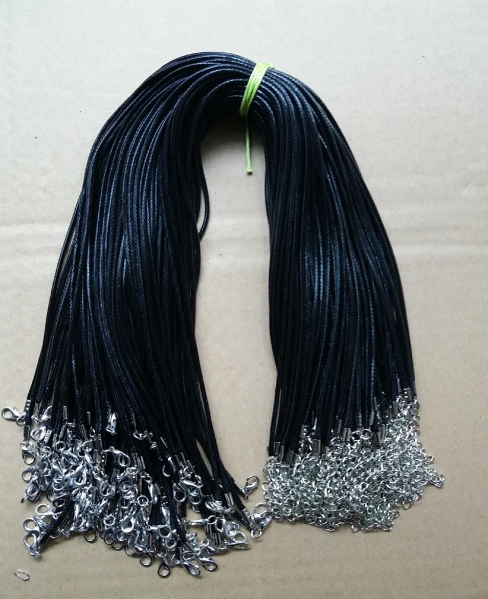 

100pcs Black 15mm2mm Wax rope Jewelry Rope Necklace Lobster clasp Cord For DIY Craft Pendant Necklace Jewelry 45cm 180390398264092