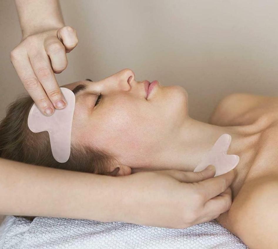 

Rose Quartz Jade Guasha Board Pink Natural Stone Scraper Chinese Gua Sha Tools For Face Neck Back Body Pressure6496075
