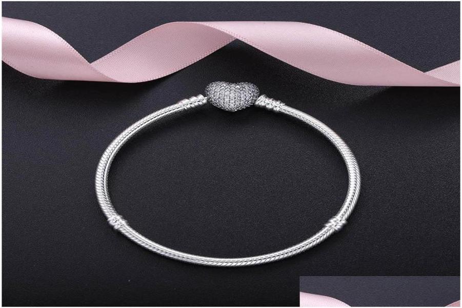 

Charm Bracelets Authentic 925 Sterling Sier Heart Charms Bracelet With Box Fit Pandora European Beads Jewelry Bangle Real For Wome5631277