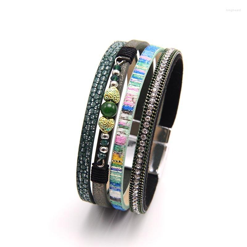 

Charm Bracelets Arrival Leather For Women Magnetic Clasp Bohemia Natural Stone Crystal Accessory Bracelet Bangle Jewelry