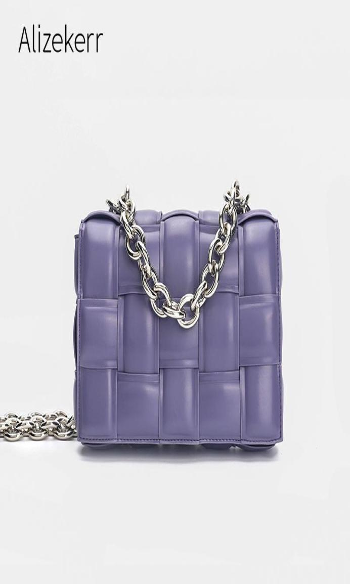 

Evening Bags Thick Metal Chain Shoulder Designer Woven Soft Square Crossbody For Women Fashion Light Blue Handbag Top Quality1206899, Beige