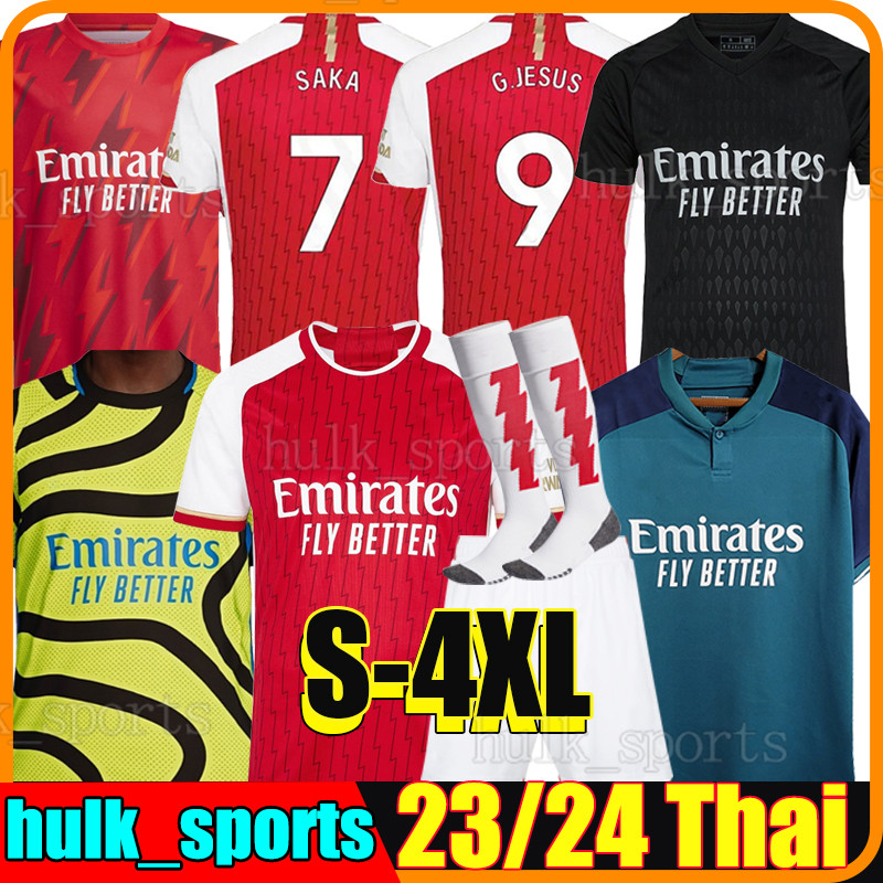 

4XL 23/24 Gunners G.JESUS SAKA soccer jerseys Home SALIBA SMITH ROWE Fans Player version ODEGAARD MARTINELLI JORGINHO 2023 2024 men kids kit socks sets football shirt, 22-23 third