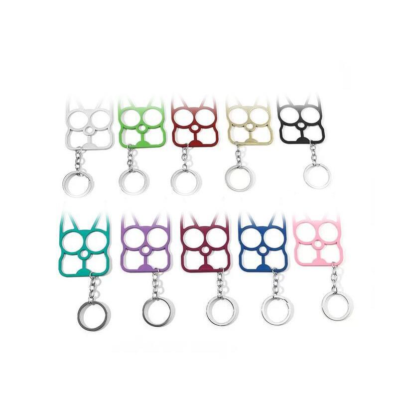 

Keychains Lanyards Cute Cartoon Cat Pendant Self Defense Key Rings Creative Outdoor Two Buckle Selfdefense Broken Windows Hine Dro Dhxif
