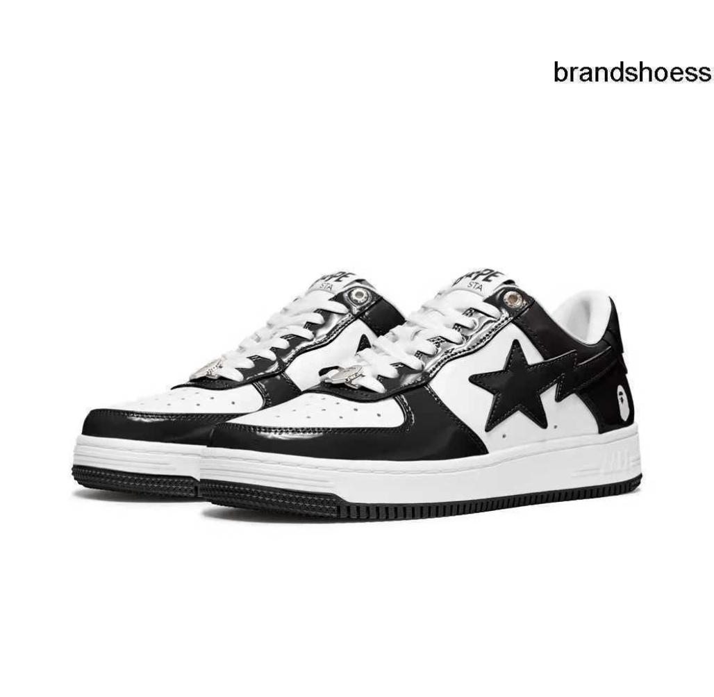 

Bapesta black and white green orange shoes blue pink purple patent leather casual board shoes vibe Street color contrast low Top S5540635