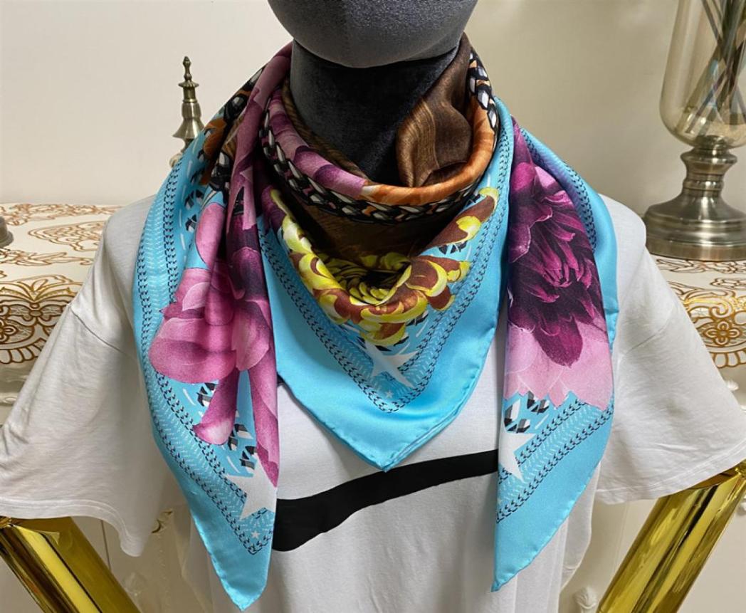 

Women039s square scarf scarves good quality 100 twill silk material pint letter stars flowres pattern size 90cm 90cm5369794