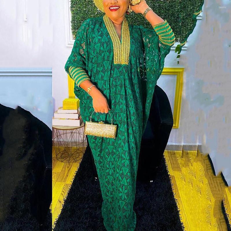 

Casual Dresses Women Elegant Long Lace Batwing Sleeve V Neck Loose Floor Length Luxury Birthday Party Dinner Vestidos Mujer Dress, Yellow dress