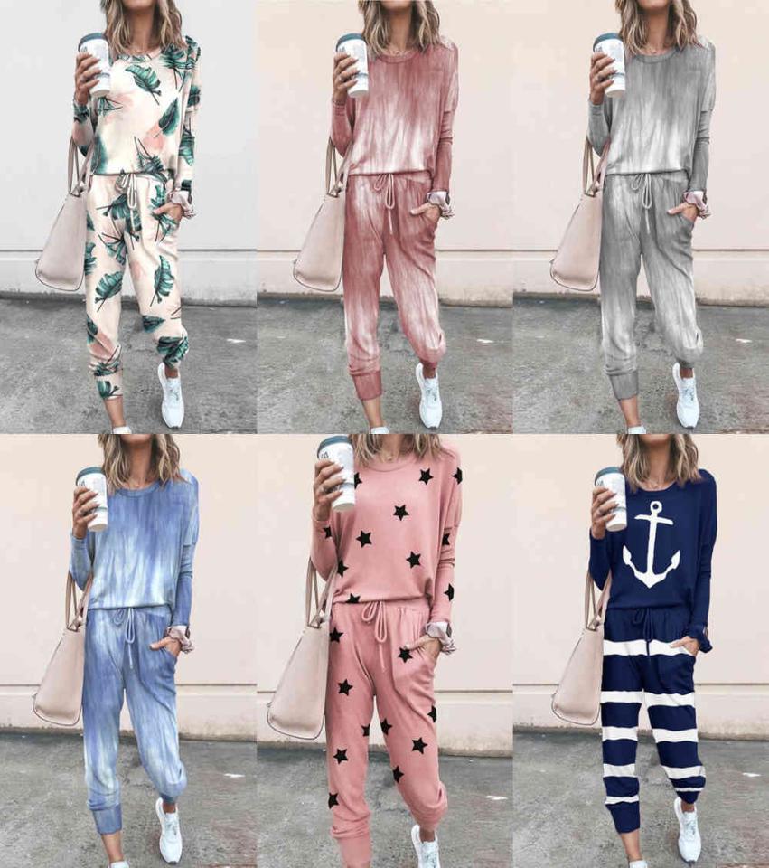 

Stars Print Casual Women Two Piece Sets 2020 New Spring Autumn Loungewear Womens Leisure Top Shirt And Pocket Pants Outfits Set X06529693, Gray