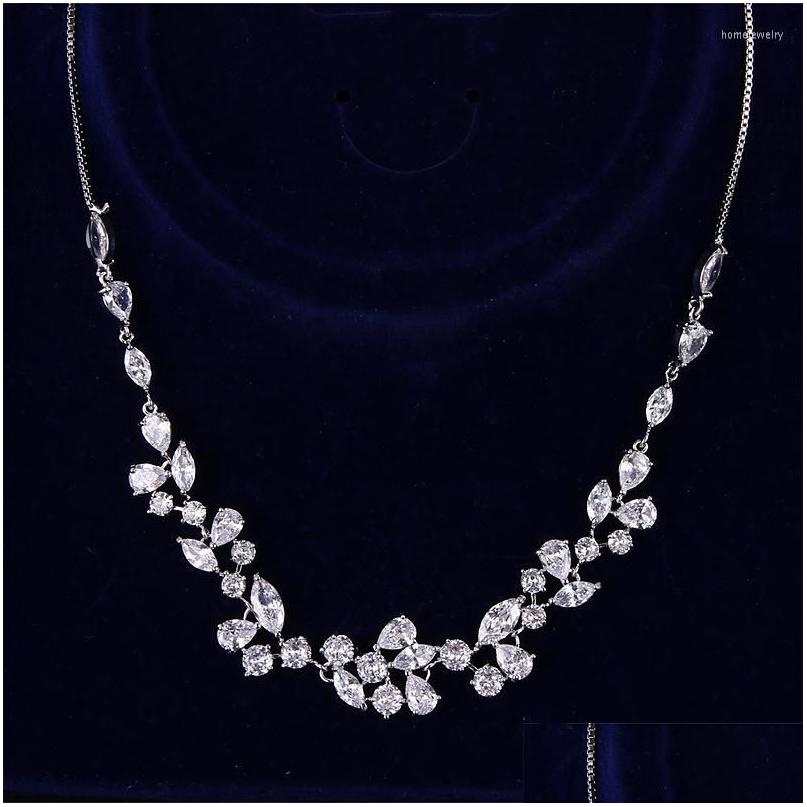 

Chains Bridal Sliver Crystal Cubic Zircon Necklaces Women Luxury Rhinestone Choker Girls Wedding Accessories Pageant Elegant Jewelry Dh3Wv