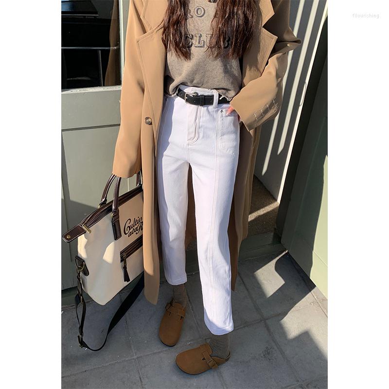 

Women' Jeans ILARES Y2k Straight Woman High Waist Women' Pants Vintage Clothes Streetwear Female Clothing Korean Fashion Pant Women, White 3681