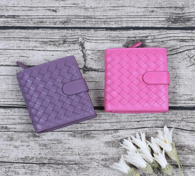 

Shanghai37 Customized Womens Leather Short Wallet Handmade Sheepskin Woven Fashion Casual Belt Coin Position8572758, Grey