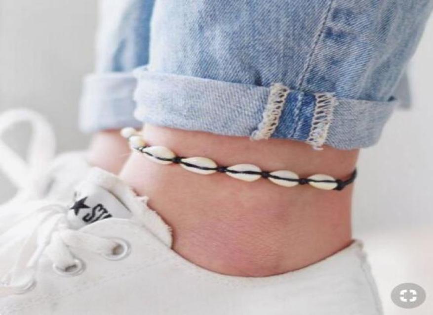 

Bohemian Sea Shell Anklet For Women Girls Black handmade String Rope chains Summer Beach Ankle Bracelet on Leg Men Boho Jewelry Gi2779905
