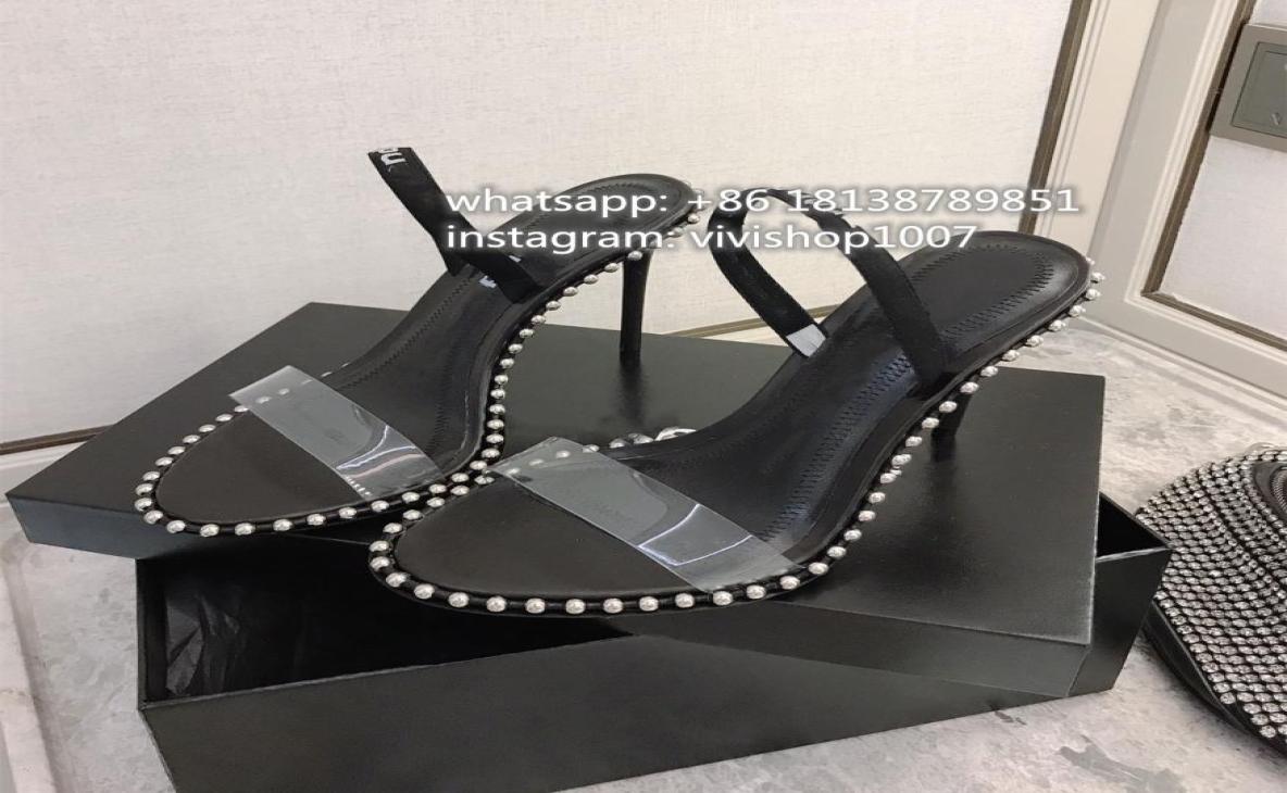 

wang women lady sexy high heel slipper shoe summer evening party slipper shoes clear PVC AW01409954583, Blue