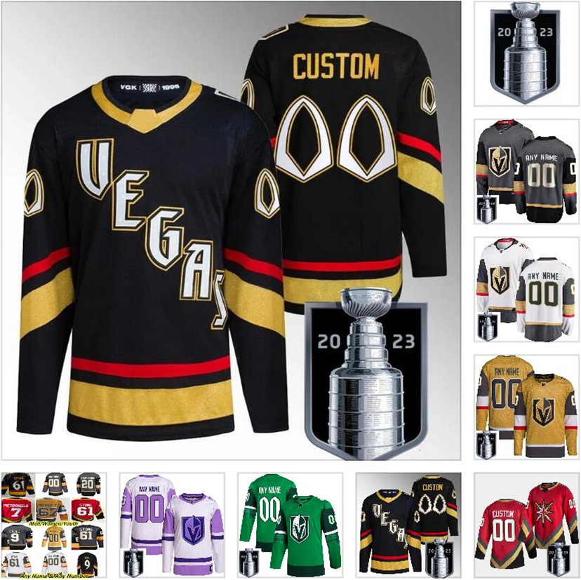 

2023 Stanley Cup Jerseys Custom Vegas Golden Knights Hockey NHLKy Jack Eichel Mark Stone William Karlsson Alex Pietrangelo Jonathan Marchessault Shea Theodore, Color
