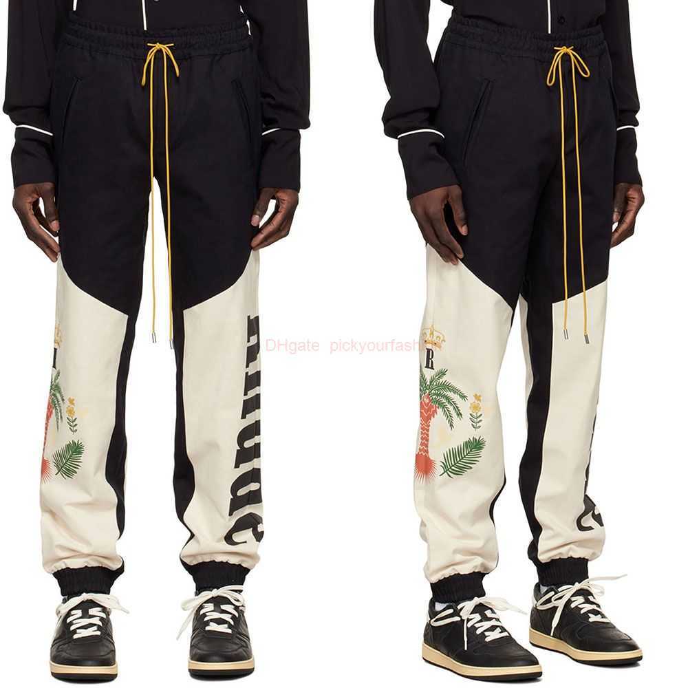 

Designer Fashion Clothing Casual Pant American Rhude Coconut Tree Peace Pigeon Printed Plinth Overalls for Men Women High Street Fashion Casual Pants Streetwear Jo, Black