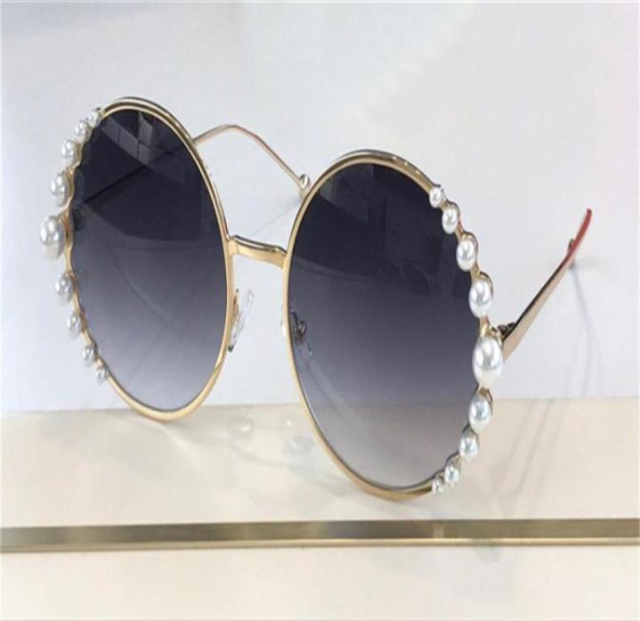 

new fashion design sunglasses 0295s round metal frame inlaid with pearls top quality popular avantgarde style uv400 protective gla5067358