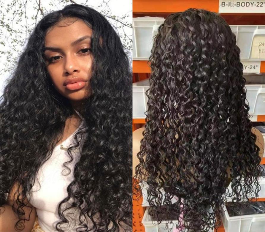 

Malaysian Water Wave U Part Wig for Black Women 180 24 inch Natural Color Human Hair Glueless Wigs8840261