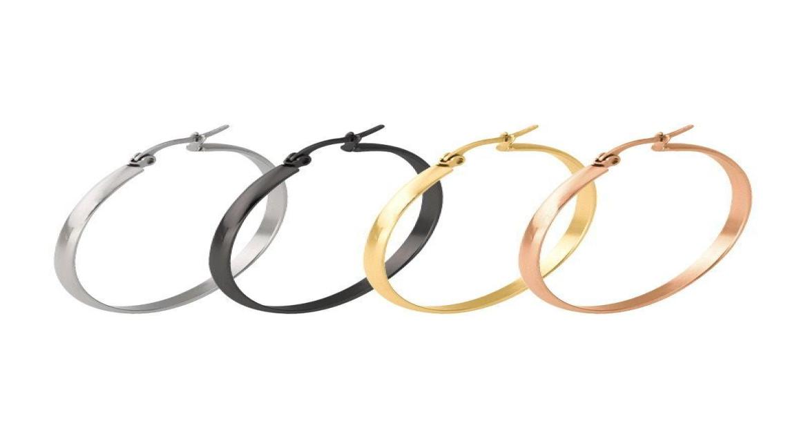 

Whole TE0106 Titanium steel Smooth Round Circle Hoop Earrings For Women Fashion Jewelry 4 Gold Color 4 Size6601838