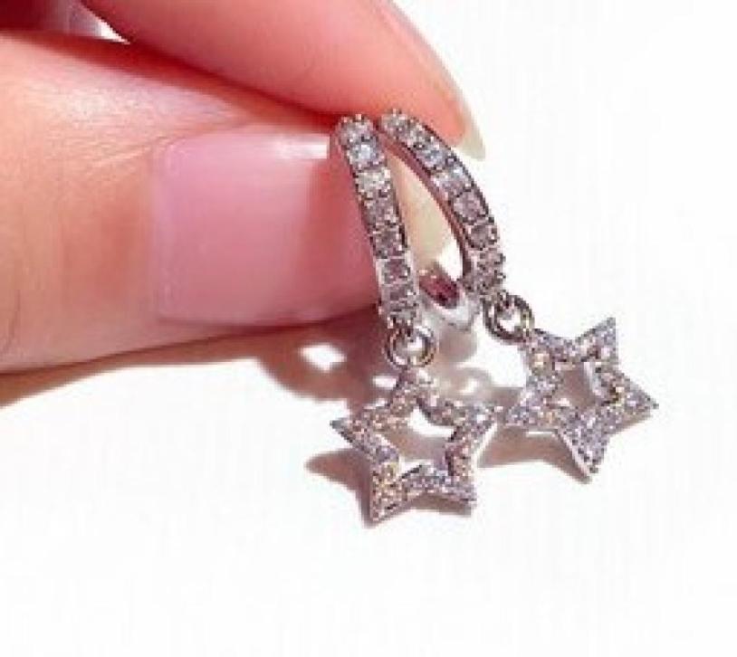 

Super glittering cute new ins trendy fashion luxury designer diamond zircon lovely star clip snap earrings for woman girls1866051