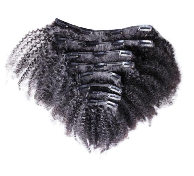 

Natural Hair Mongolian Kinky Curly Clip in Hair Extensions 100g 7pcsLot 4A4b4c Afro Kinky Clip in Extensions7986738, Black
