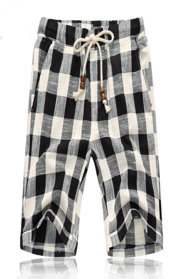 

2018 Summer New Men039s Shorts Fashion Casual Bermuda Plaid Shorts Pure Cotton Straight Loose Beach Brand Clothing size 5XL2994288, Black