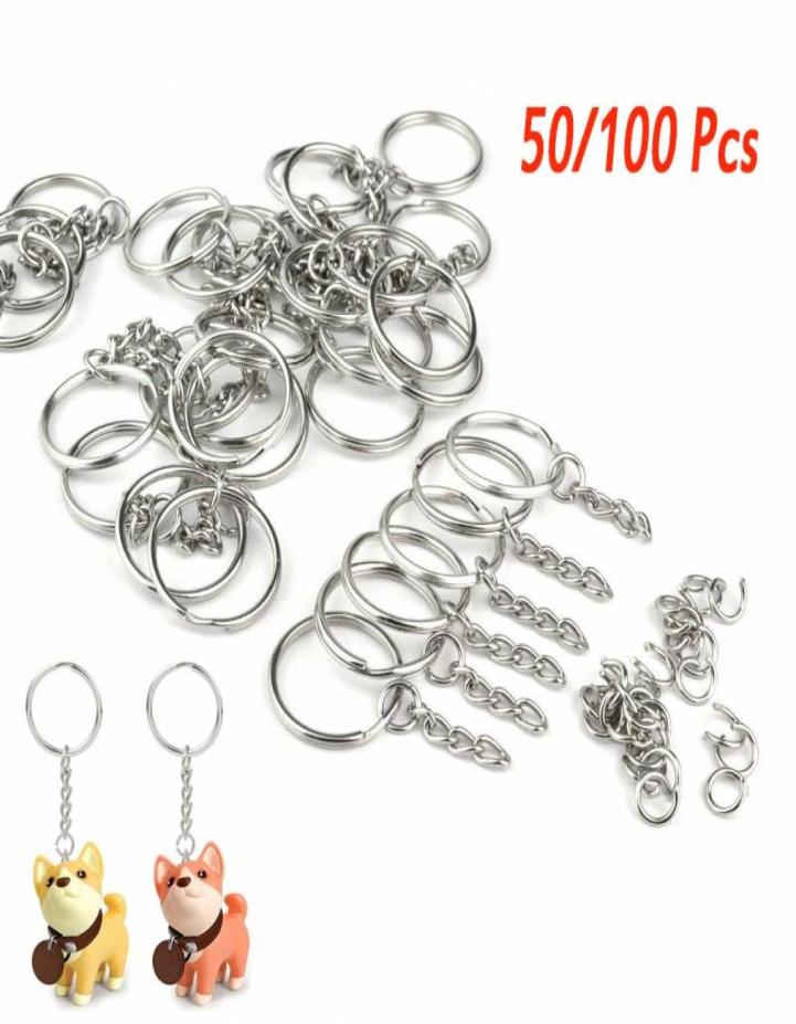 

Keychains 50100Pcs 25mm DIY Key Chains Polished Silver Color Keyring Keychain Short Chain Split Ring Rings Accessories2147122