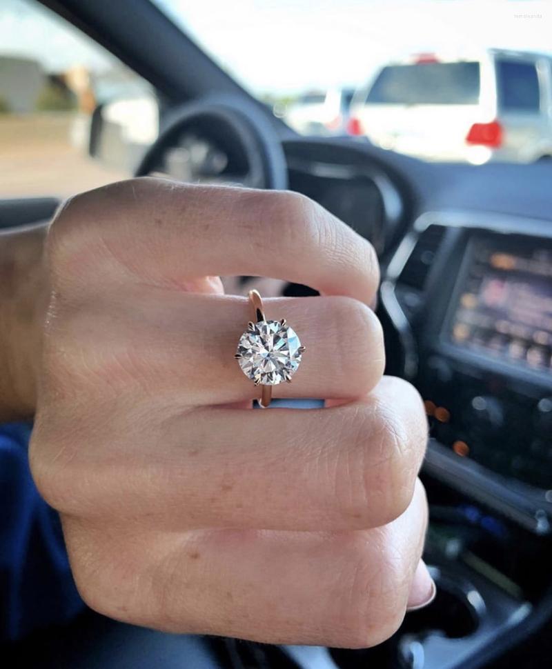 

Cluster Rings Classic Six 925 Sterling Silver 10 Hearts Arrows 2ct Simulated Diamond Wedding Engagement For Women Jewelry