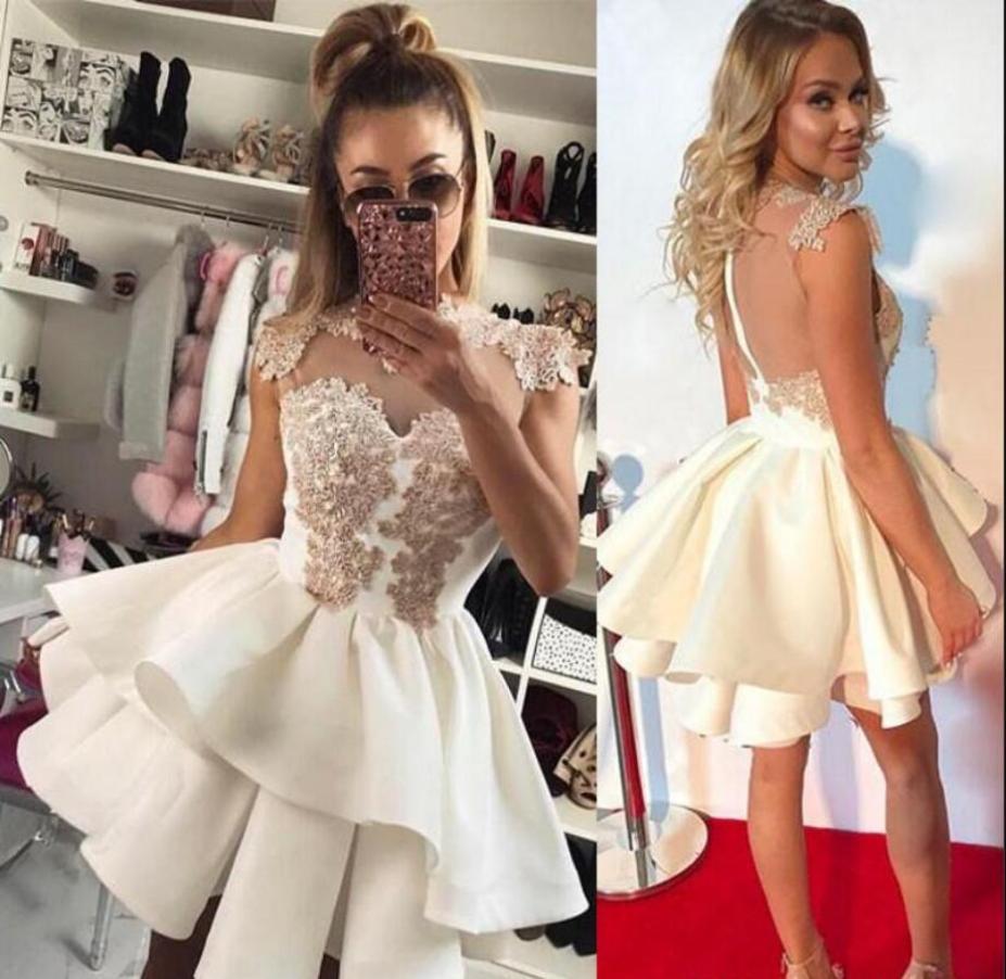 

Sheer Neck Short Homecoming Dresses 2020 Back Zipper Mini Formal Party Dress Cocktail Dress Club Wear Cheap Mini Girl Prom Graduat5324551, Pink