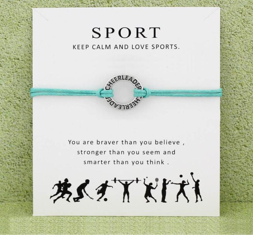 

Fashion Cheerleader Cheer Mom Baseball Softball Basketball Soccer Hockey Volleyball Sports Charm Card Bracelets Women Men Jewelry 1352508
