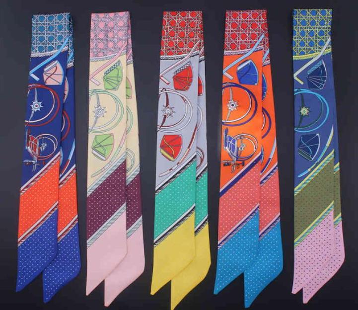 

Summer Fall 100 Silk Scarf Twilly Kerchief Luxury Fashion Horse Print Ribbon Bandana Neck Hairband Headscarf7583905