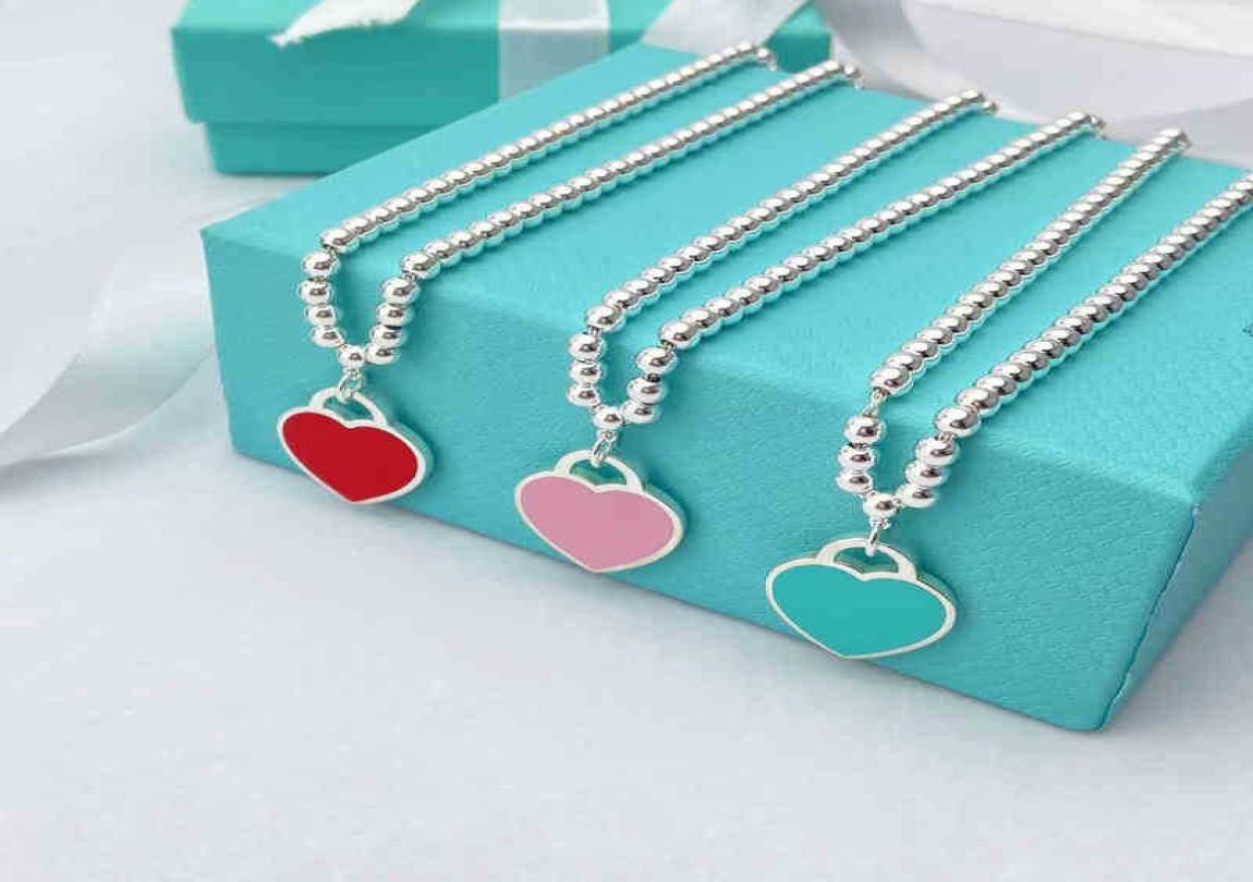 

TIF Love Heart Enamel Pendant Necklace S925 Sterling Silver Love Necklace Light Luxury Niche Design Necklace Valentine039s Day4169945