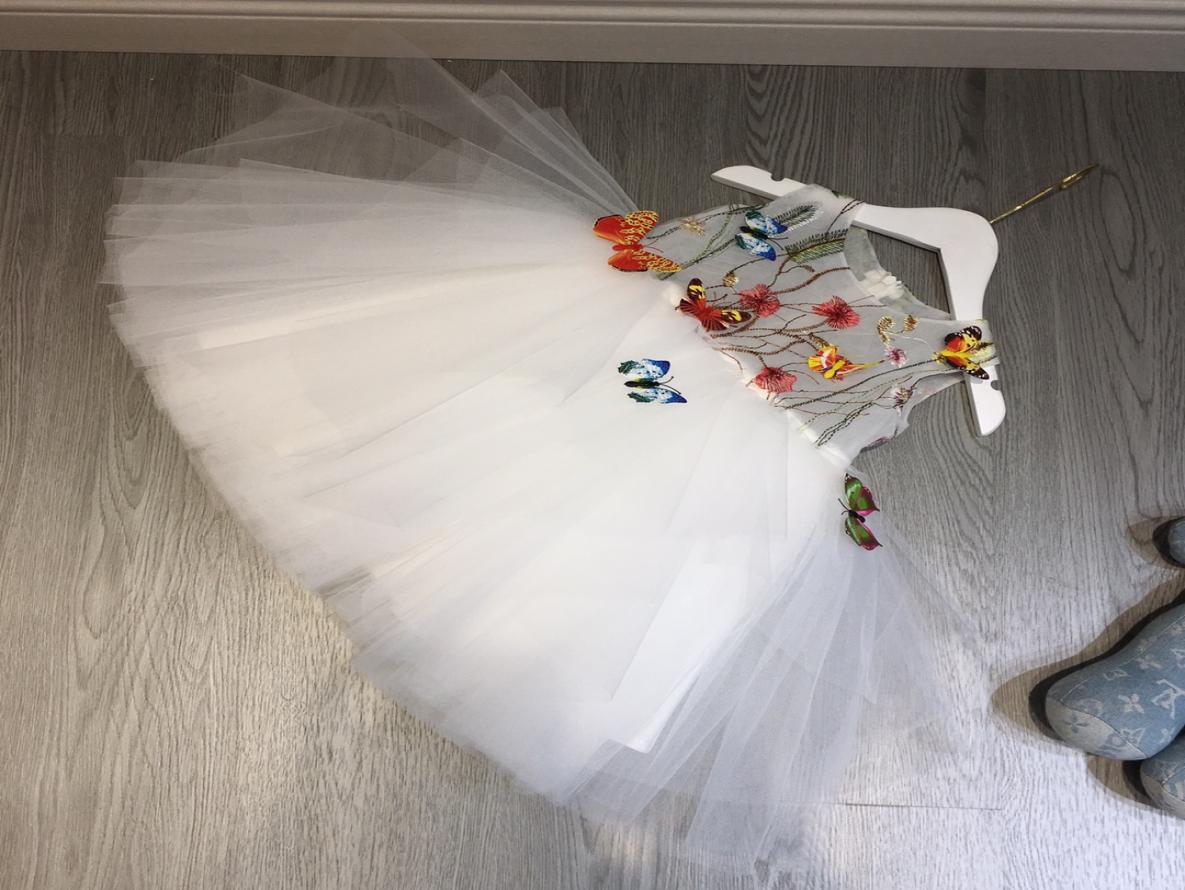 

girls039s highend dresses brand designer girl Embroidery skirt size 801606310376, White