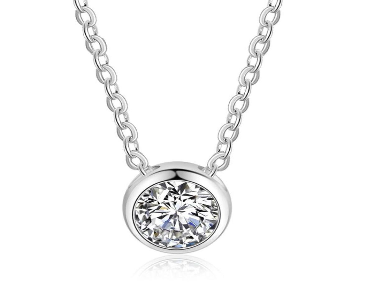 

Fashion High Quality Real 925 sterling silver Pendant Charm circle necklace lady girls love gift tiny cubic zirconia jewellry acce6548847