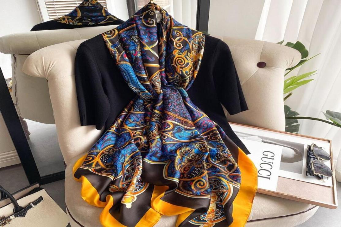 

Fashion Scarf Silk Scarves Spring Luxury Chiffon Flower Print Beach Towel Scarf For Designer Women Lady Sunscreen Thin Gauze Scarf8983889