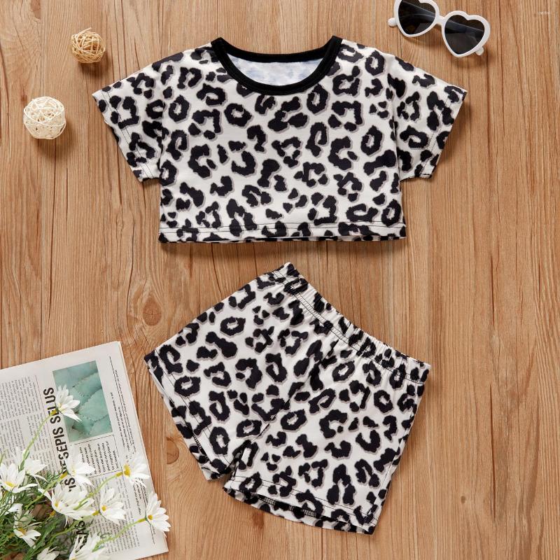 

Clothing Sets Wholesale Summer Infant Kids Girls Comfortable Girls' Two-Piece Suit With Leopard Print T-Shirt And Shorts, Picture shown