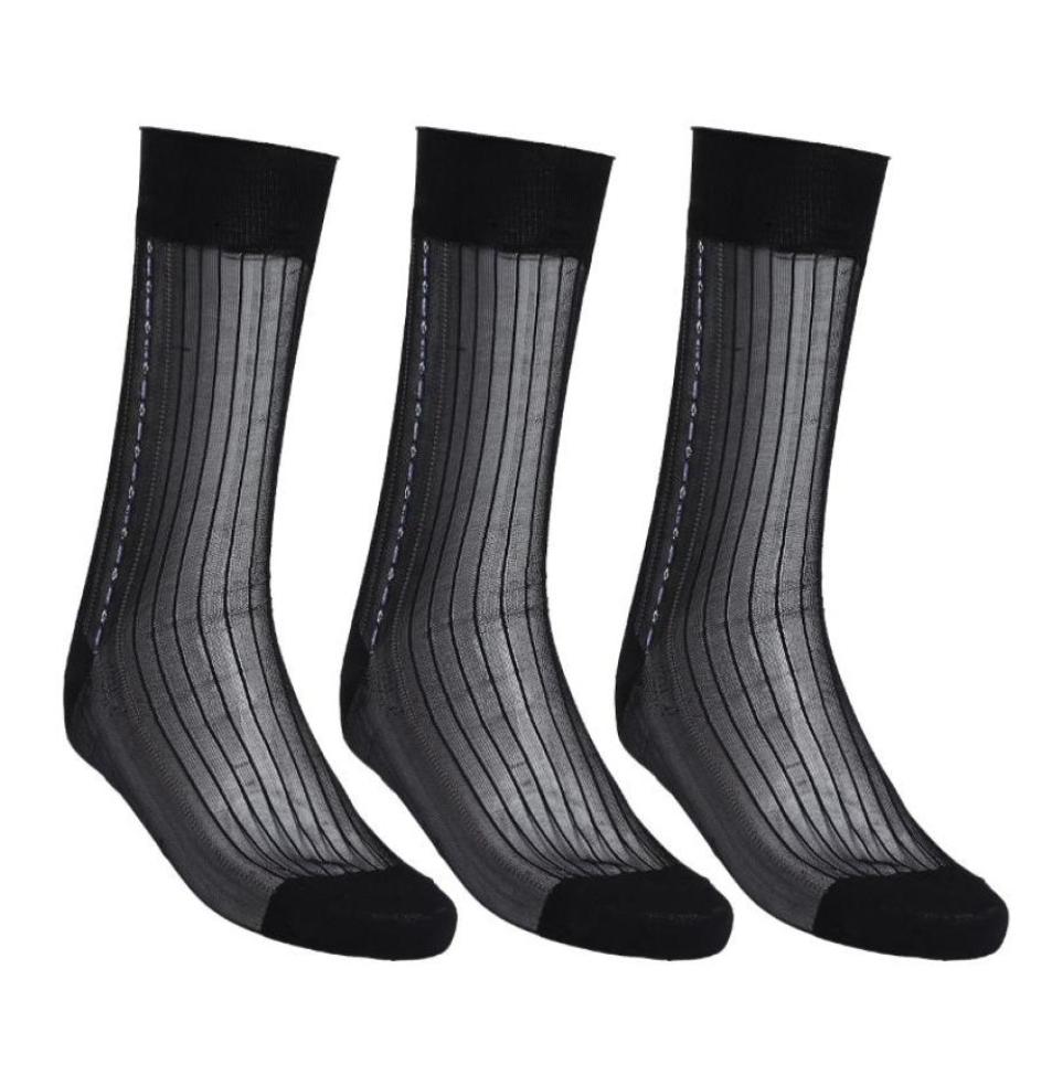 

Men039s Socks 3 Pairs Mens Over The Calf Jacquard Stockings Striped Sheer Silk Elasticity Breathable Males Fashion Business1527959, Beige