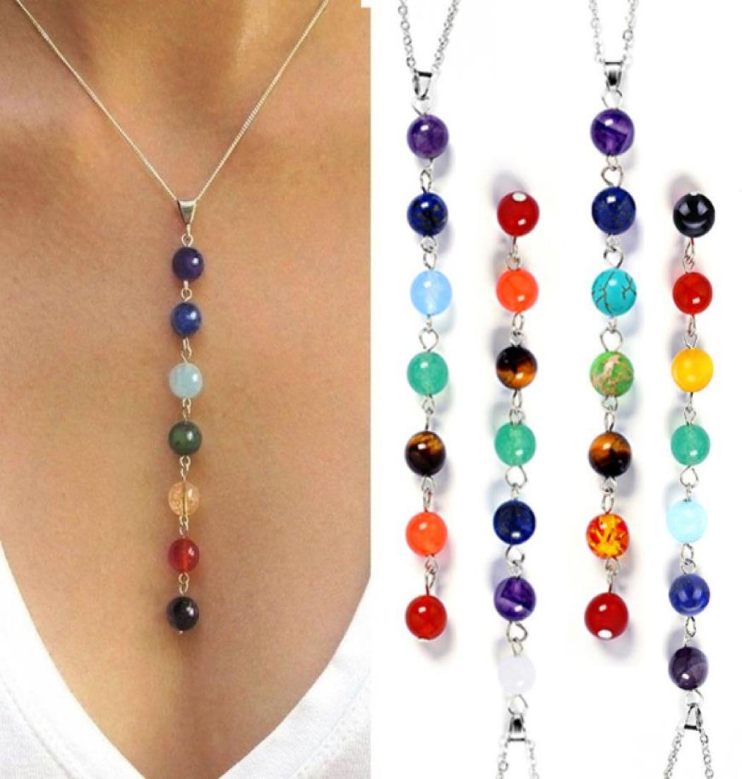 

7 Chakra Reiki Beads Heal Gemstone Jewelry Yoga Healing Balancing Lapisturqoiseamethystjade Size Multicolor1188540