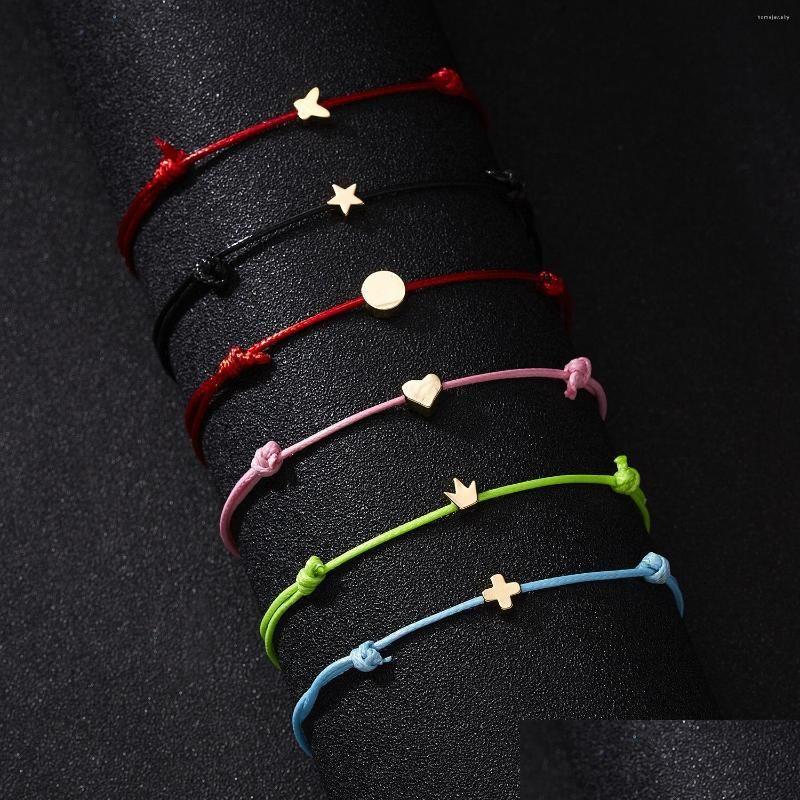 

Beaded Strand Simple Cross Red String Bracelet Adjustable Braiding Lucky Rame Rope Bracelets For Women Men Children Handmade Jewelry Dhhrj