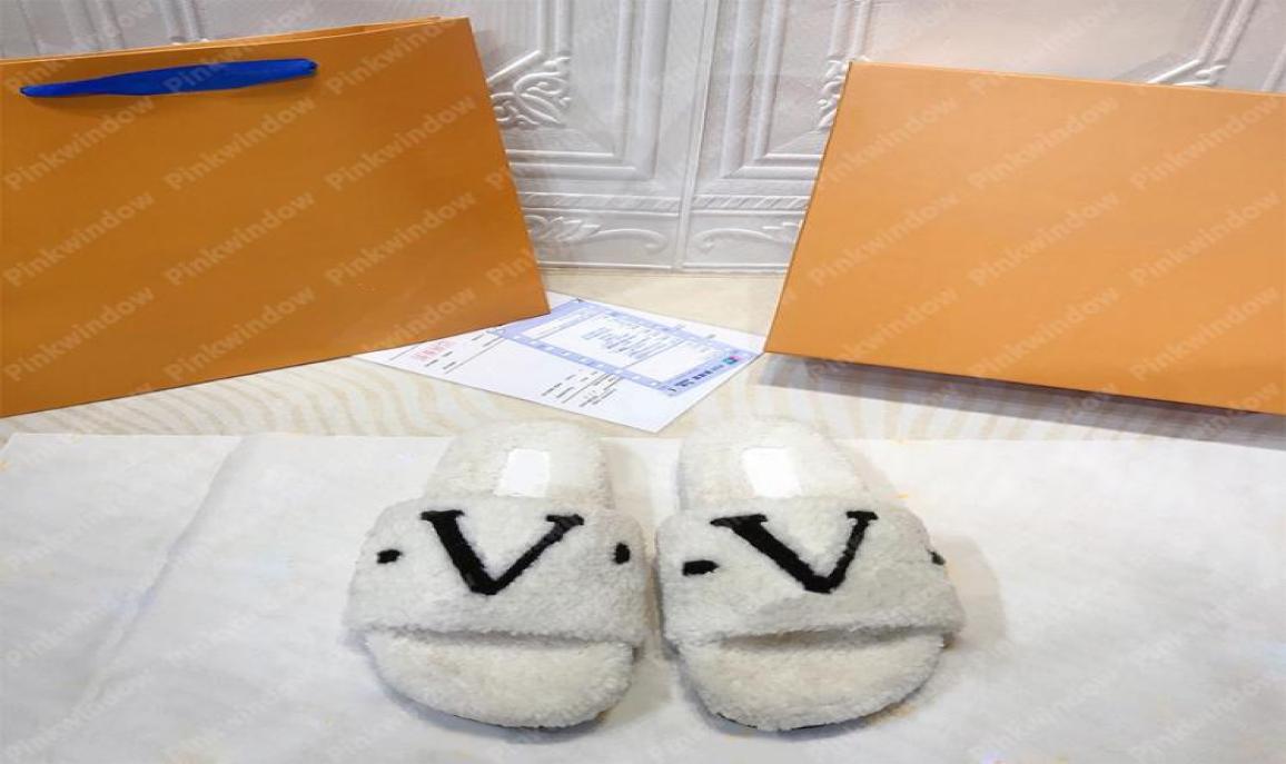 

Fashion Shearling Slippers Sandals Women Slipper Designer Fuzzy Scuffs Winter V Slides Fluffy Sliders Furry Shoes Wedges Sandales 3279555, Chocolate