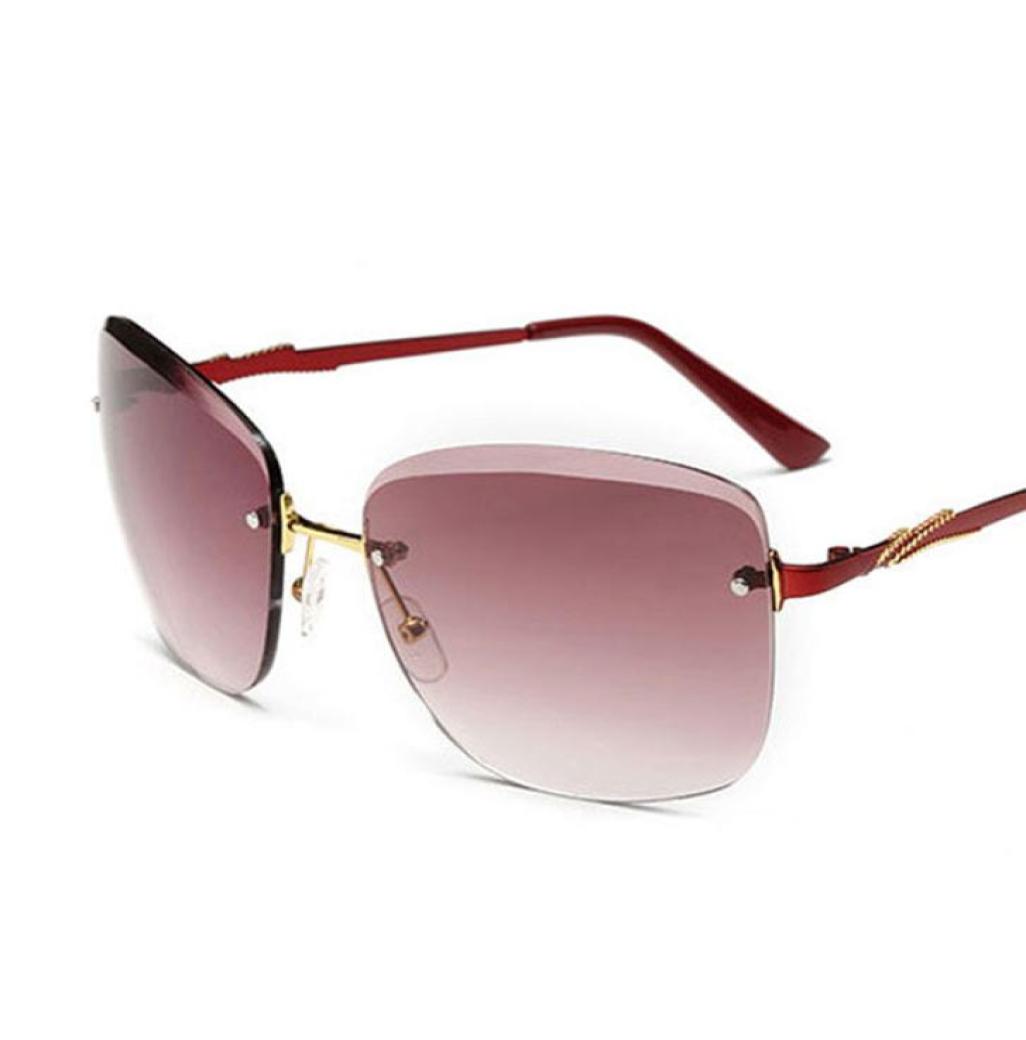 

LuxuryWomen Sunglasses Fashion Gradient Rimless Sunglasses Mirror Female Sun glasses big metal frame rimless Sunglasses Whole8022906