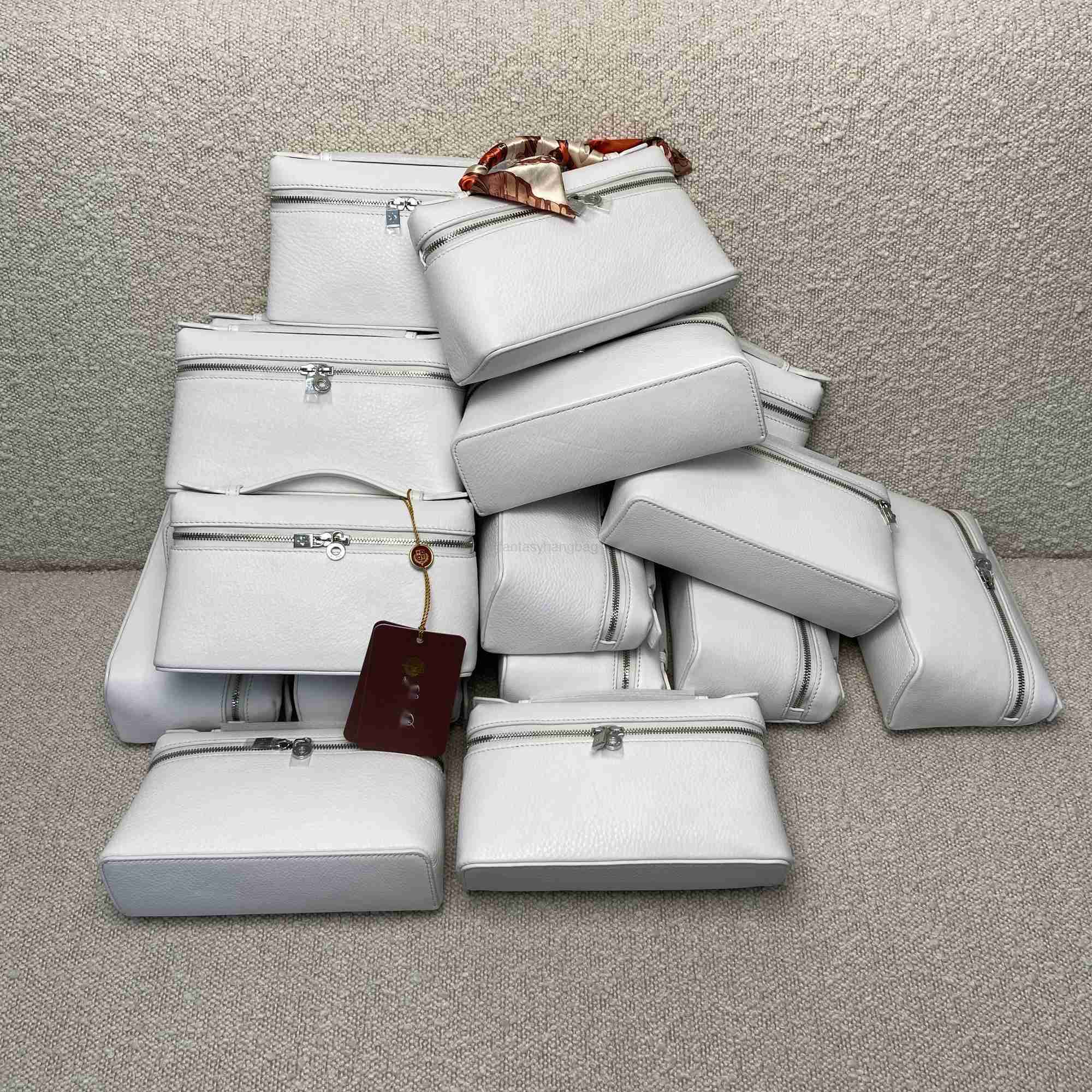 

best quality L19 BOX Bag Pure Original Loro piana Italian LP Bag Cowhide Women's Shoulder Bag Handbag Minor Defects, Pink2