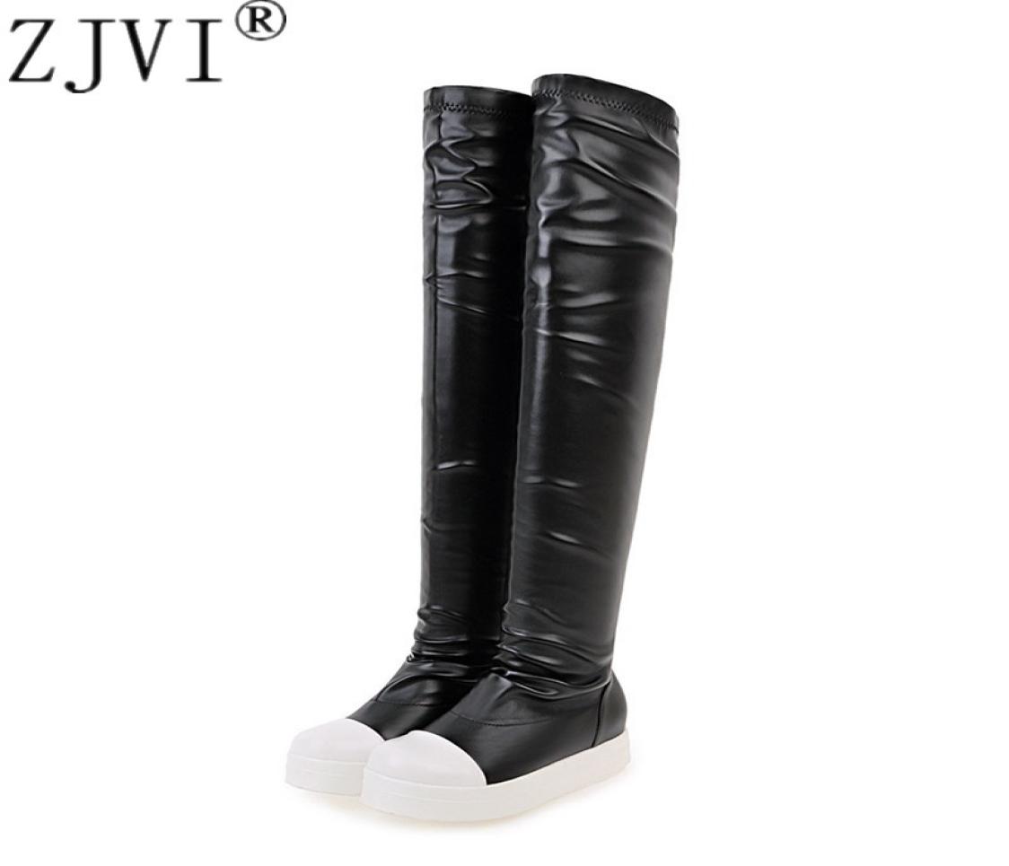 

ZJVI woman over the knee boots for women winter autumn thigh high snow boots woman platform ladies waterproof black flats shoes2013486302