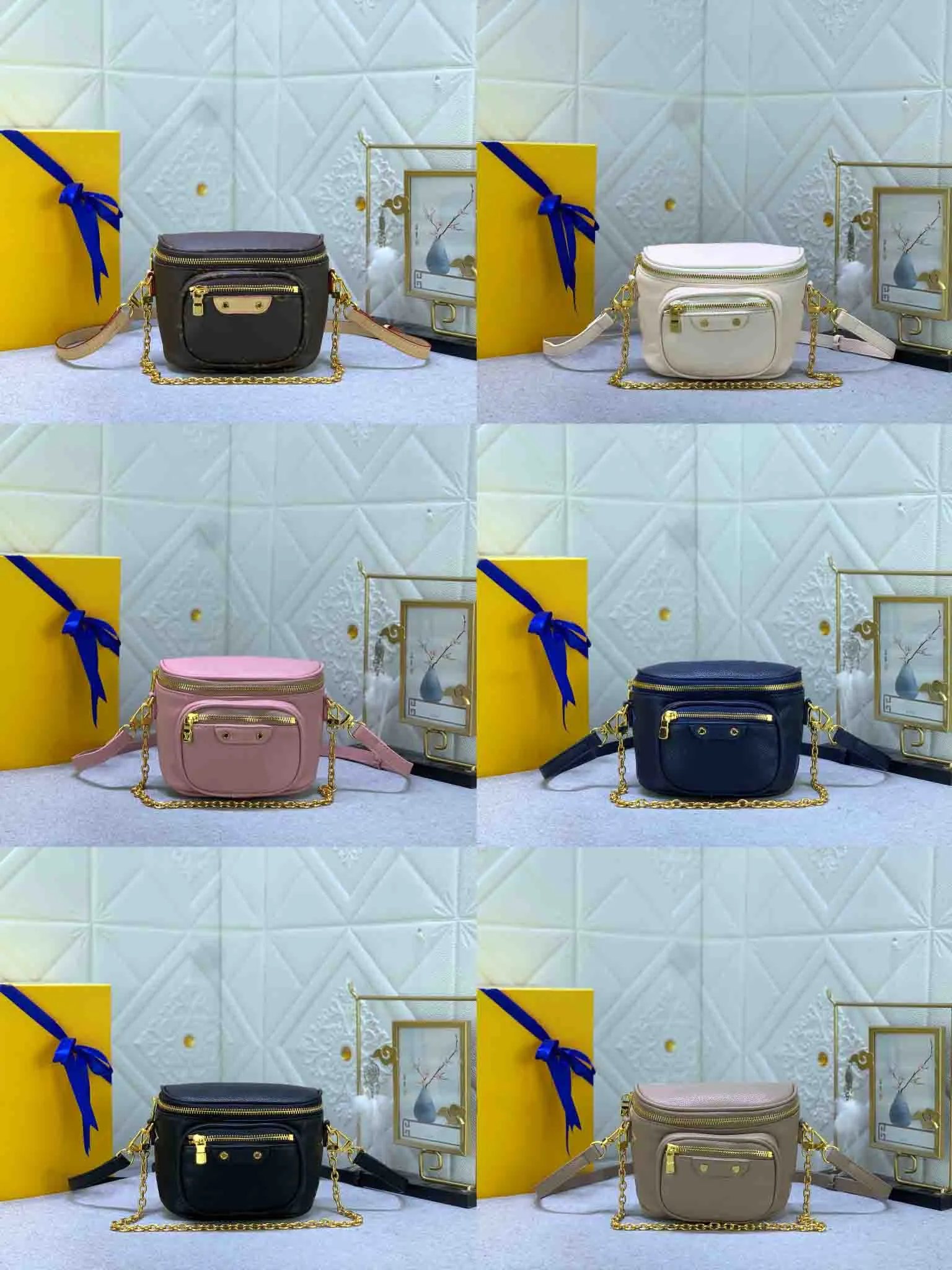 

Women Mini Bumbag handbag chain Waist Bags Gradient Shoulder Bags Luxury Crossbody Bag Purse Designer Handbag Men Fanny pack Wallet fashion Classic M82347 M82208, White